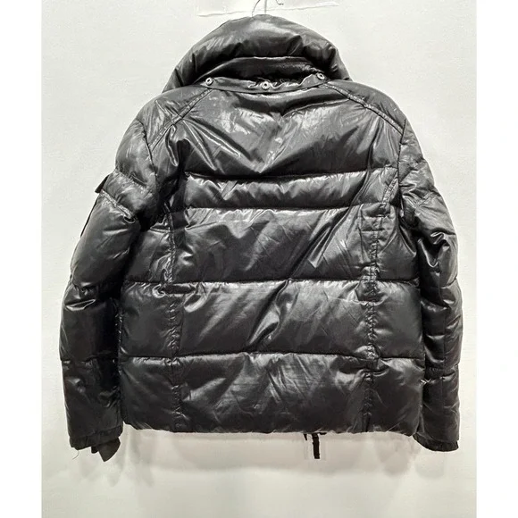 SAM‎ New York Black Quilted Down Puffer Jacket Womens 12 Cropped Zip Winter Coat - Picture 9 of 14